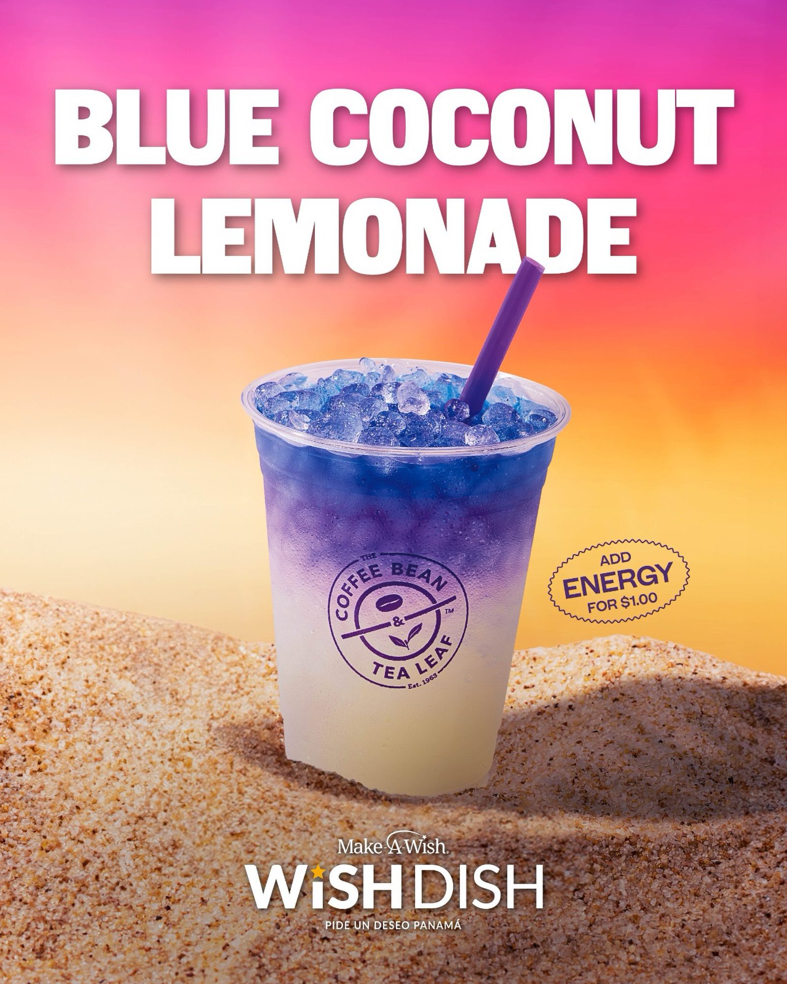 Another year, another wish! Nos llena de emoción presentarles el nuevo #wishdish en colaboración con @makeawishpanama 💙🥥 Hasta el 31 de agosto, por la compra del Blue Coconut Lemonade estará ayudando a cumplir los deseos de los niños de Make a Wish Panamá✨

#coffeebean #panama #makeawish #limitededition