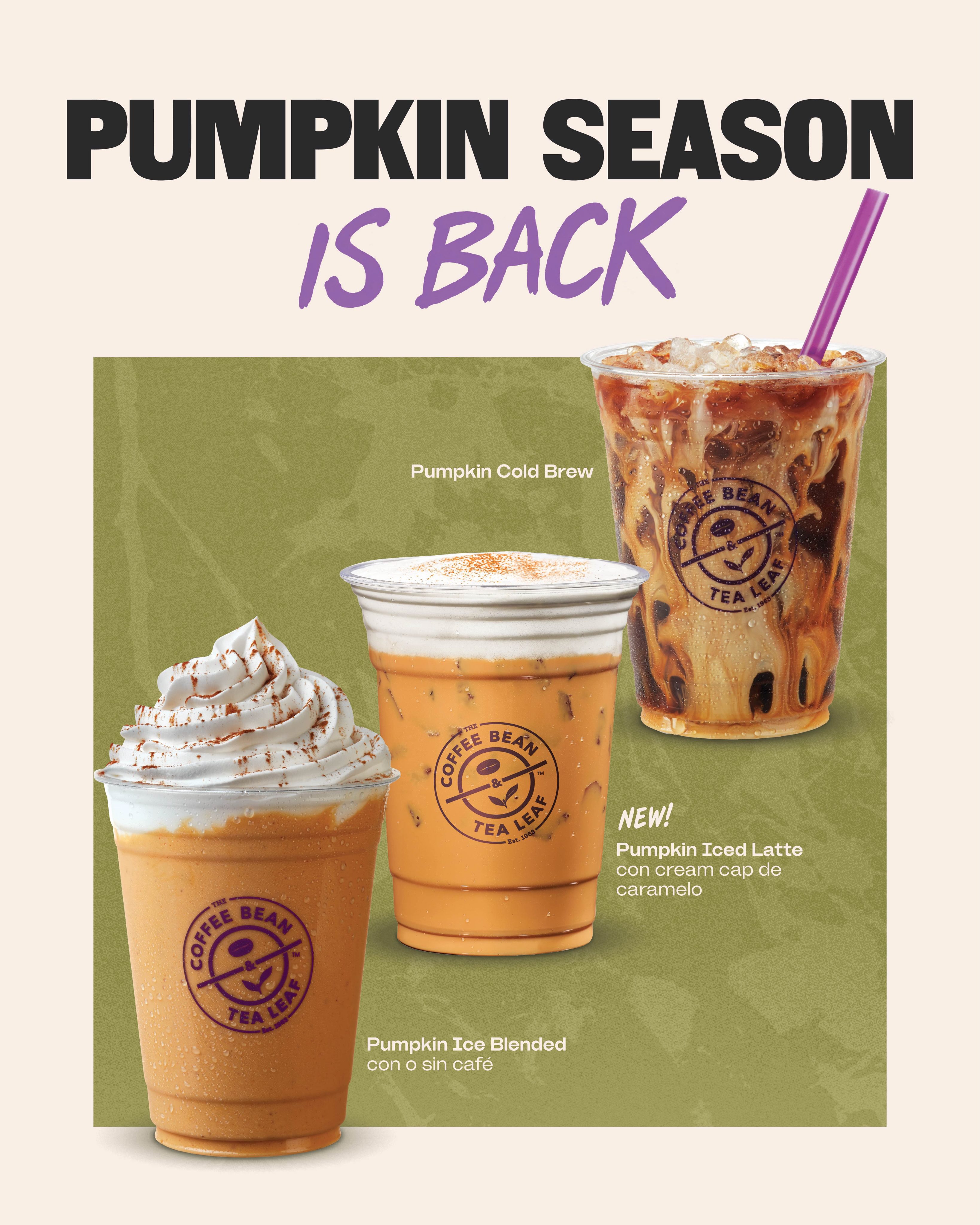 Hay sabores que esperamos todo el año… y este definitivamente es uno de ellos🎃

Pumpkin season is officially BACK con esos sabores especiados, cremosos y cozy que convierten cualquier coffee run en el mejor momento del día ☕

Ven a probar los clásicos de siempre y descubrir lo nuevo a partir de hoy en todas nuestras sucursales!💜

#coffeebean #panama #pumpkin #seasonal #fall